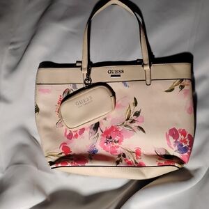 Guess Floral Cream Tote Bag